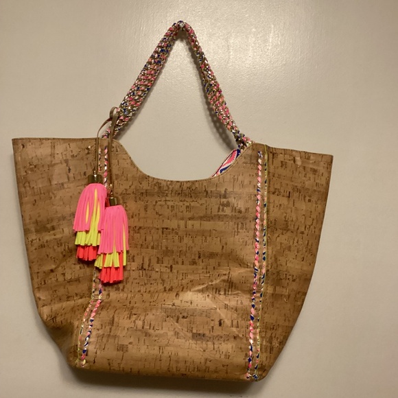 LILY PULITZER LARGETOTE BAG WITH TASSELS - Picture 1 of 14